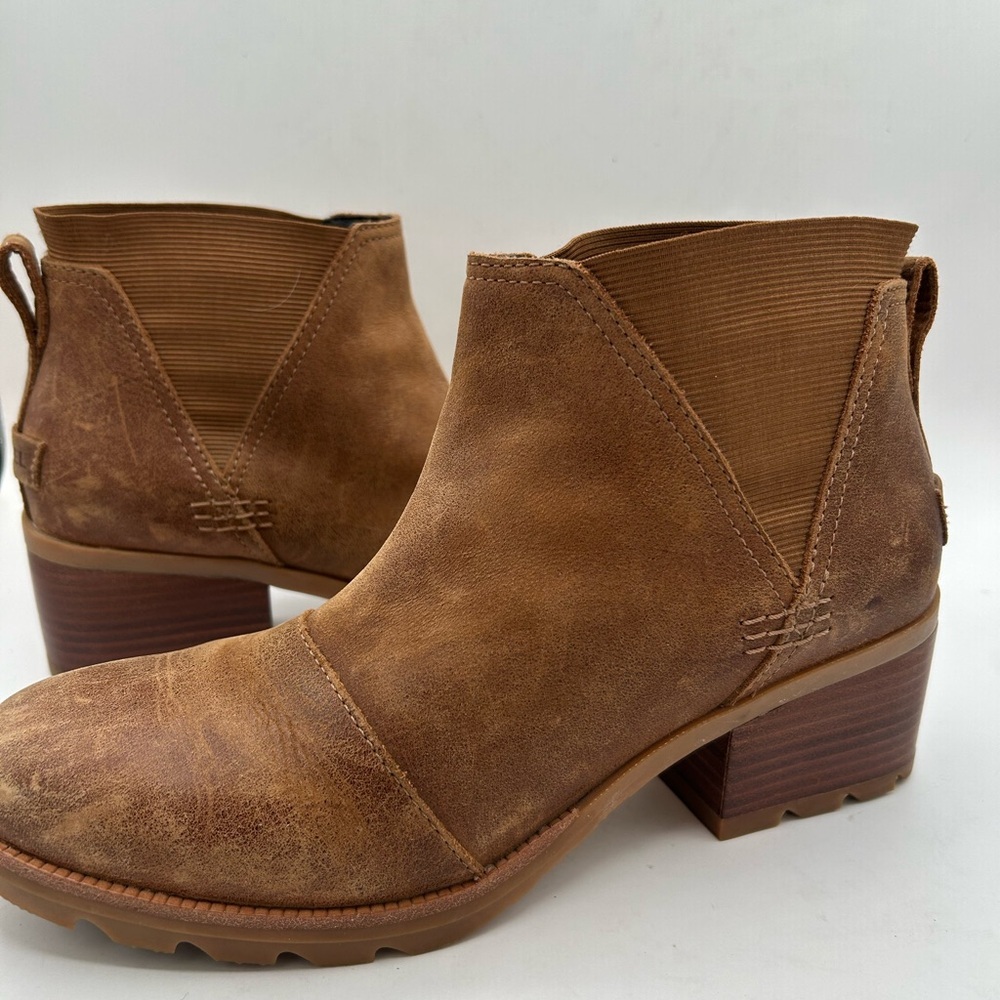 Sorel Women's Size 8 Cate Chelsea Bootie Waterproof Leather Brown Rain Boot - Picture 5 of 10
